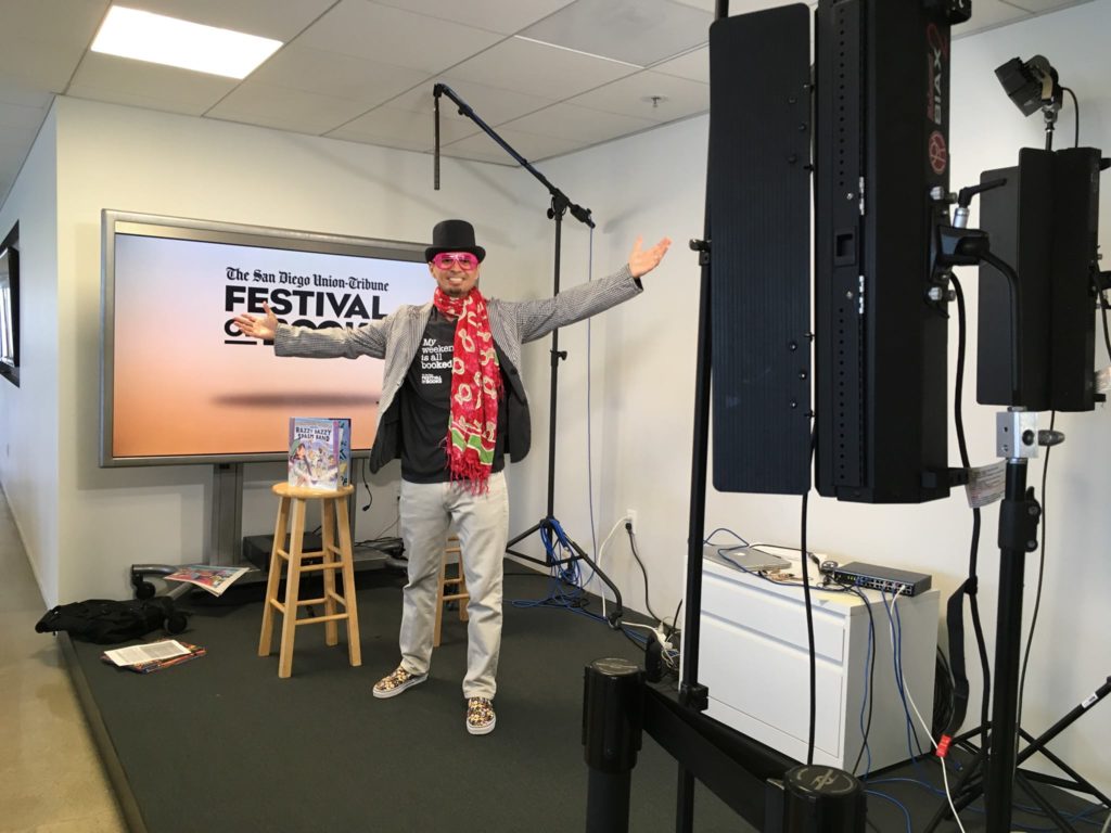 Michael hosting the San Diego Union-Tribune Festival of Books at Liberty Station in Point Loma in 2018