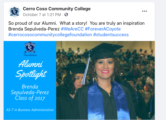 Highlighting alums is a great social media post idea to boost your college enrollment and to let students know first-hand about your college.