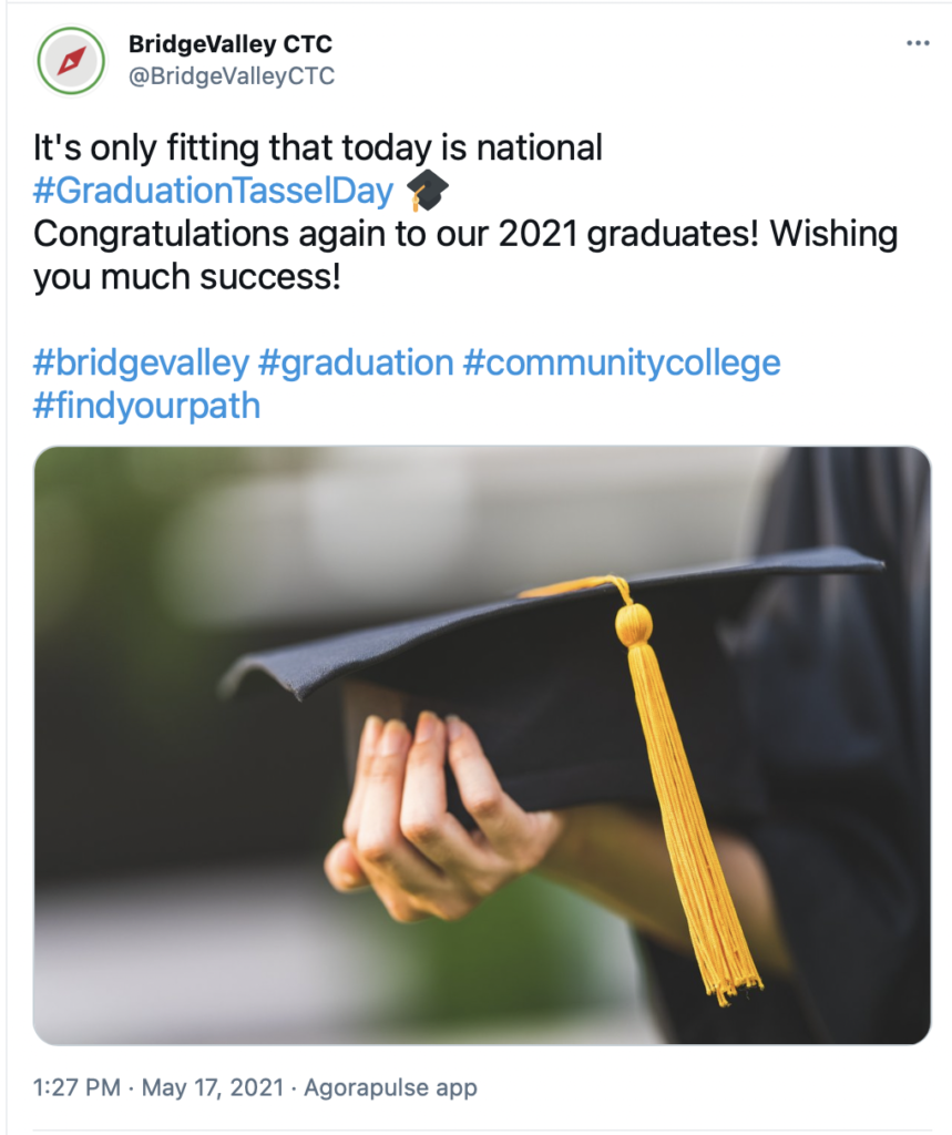 @BridgeValleyCTC
It's only fitting that today is national #GraduationTasselDay ????
Congratulations again to our 2021 graduates! Wishing you much success!
