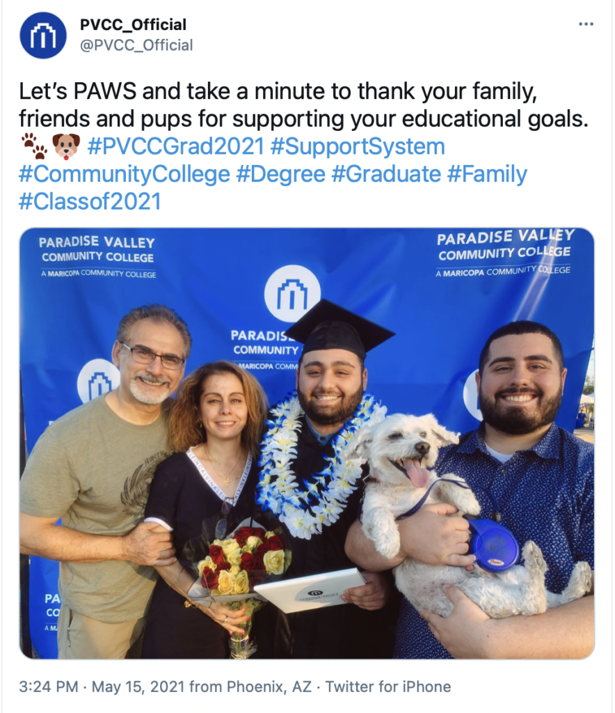 @PVCC_Official
Let’s PAWS and take a minute to thank your family, friends and pups for supporting your educational goals. 